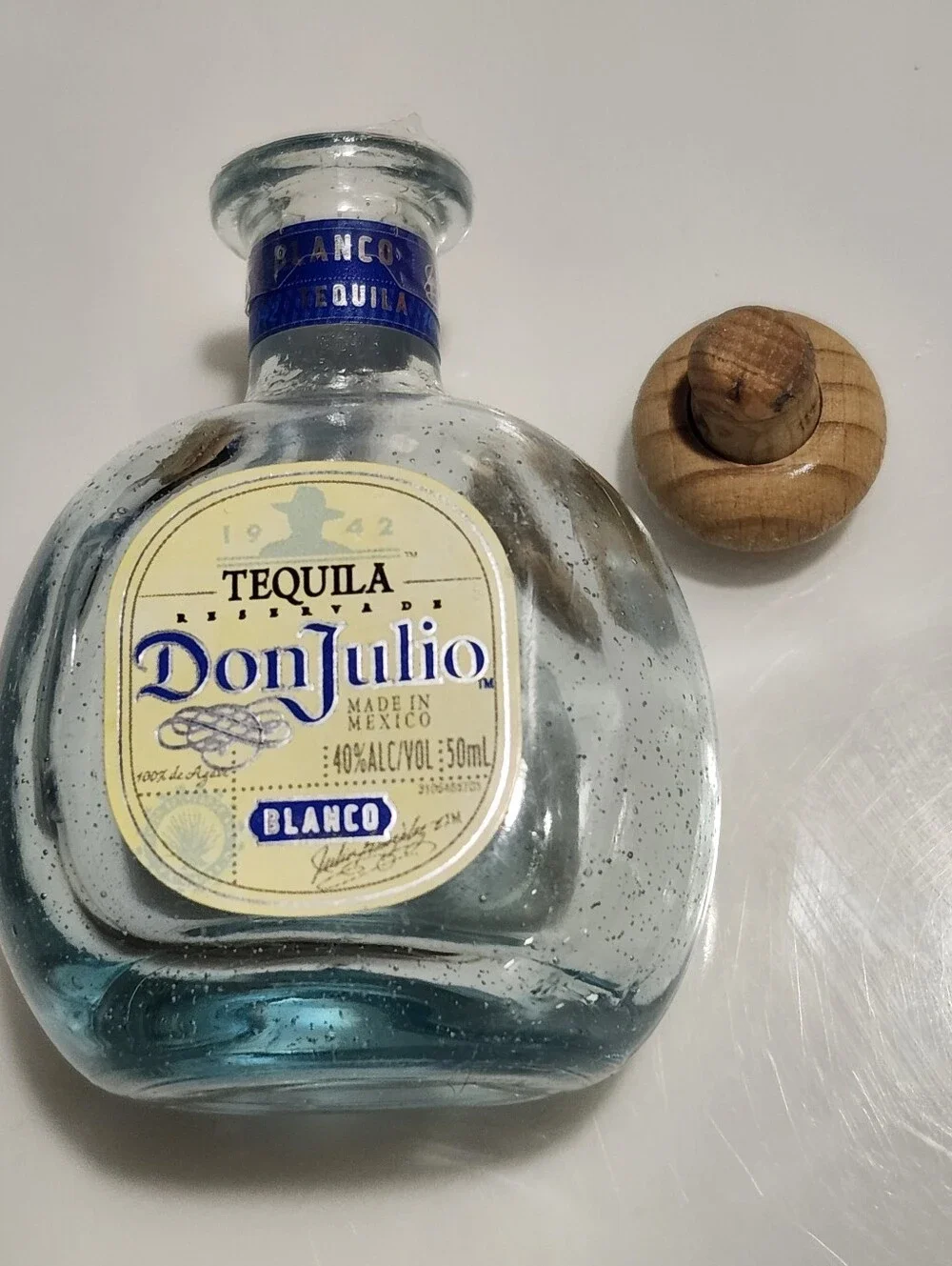 Don Julio Blanco Empty Bottle Lot 375ml 50ml Mini Blue Glass Wood Cork Tequila